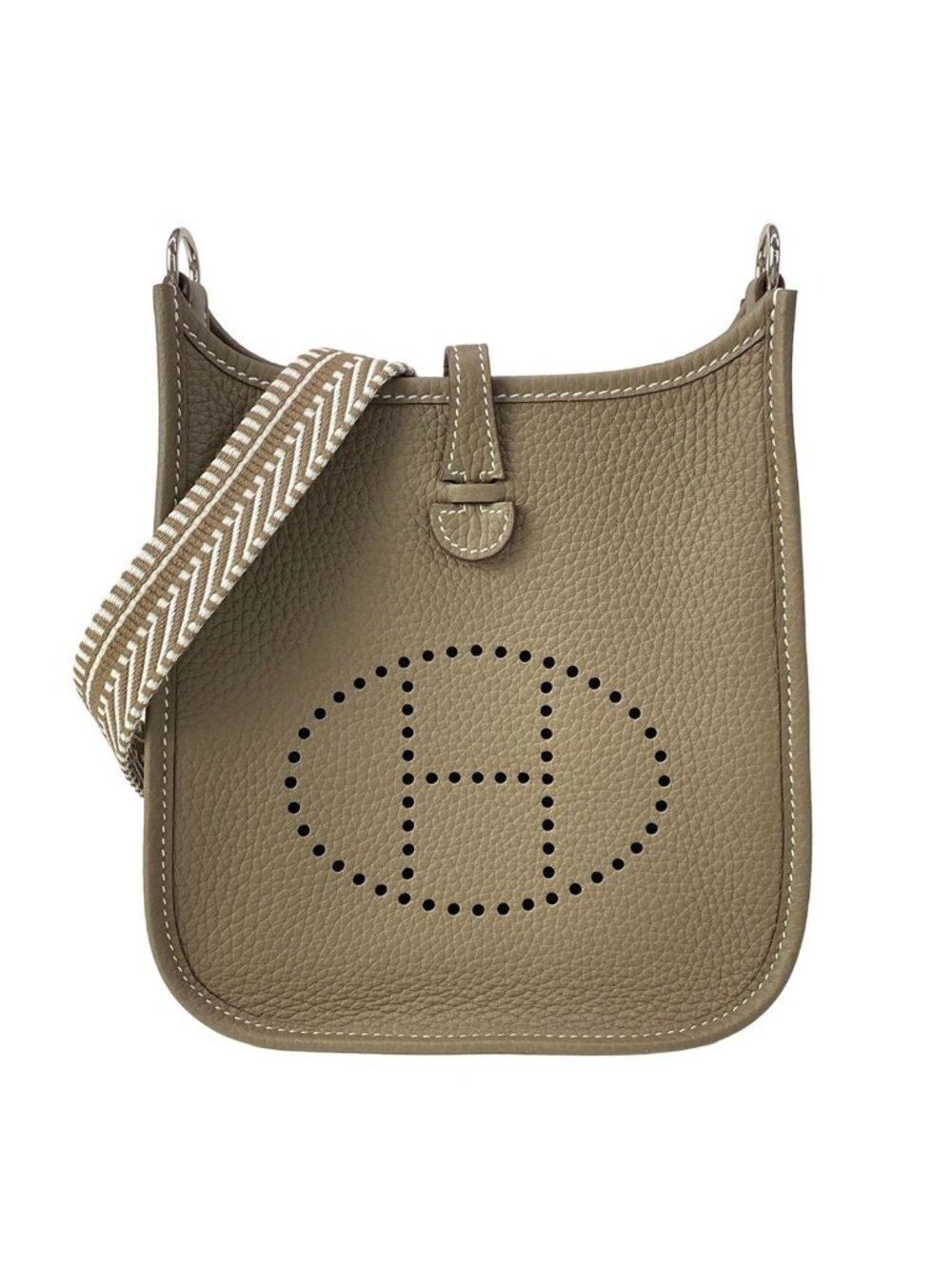 Hermes Shoulder Bag Evelyne TPM Amazon Maxi Quadrille Etoupe Silver